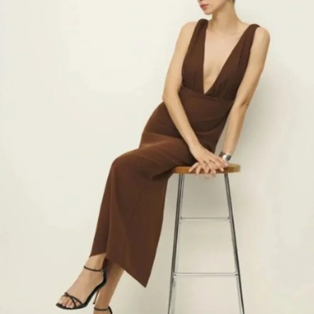 Reformation Velda Dress Brown - Size 8 - New with tags - Picture 4 of 6